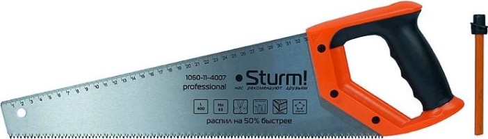 Ножовка по дереву Sturm 1060-11-4007 с карандашом, 400мм, каленый 3d зуб
