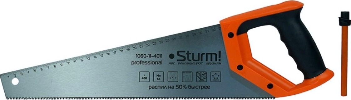 Ножовка по дереву Sturm 1060-11-4011 с карандашом, 400мм, каленый 3d зуб