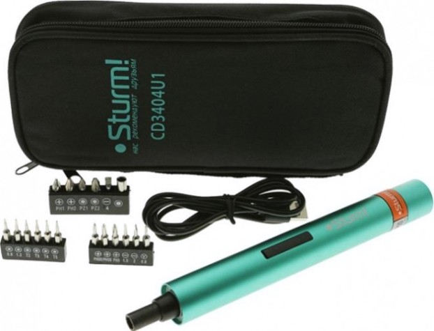 Отвертка аккумуляторная Sturm CD3404U1 USB набор бит, сумка, без ЗУ