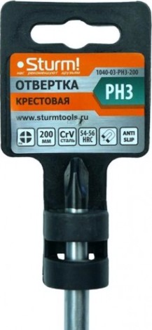 Отвертка крестовая Sturm 1040-03-PH3-200 ph3x200мм, магнит. наконечник Отвертка крестовая Sturm 1040-03-PH3-200 ph3x200мм, магнит. наконечник