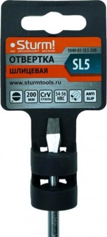 Отвертка шлицевая Sturm 1040-03-SL5-200 магнит. наконечник, 5х200мм Отвертка шлицевая Sturm 1040-03-SL5-200 магнит. наконечник, 5х200мм