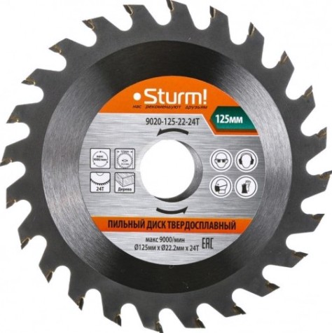 Пильный диск по дереву Sturm 9020-125-22-24T 125x22x24 зуба