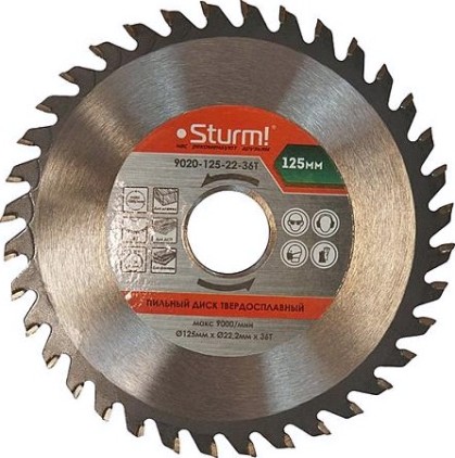 Пильный диск по дереву Sturm 9020-125-22-36T 125x22x36 зубьев
