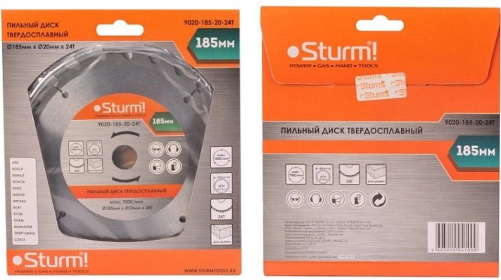 Пильный диск по дереву Sturm 9020-185-20-24T 185x20x24 зубьев, переходное кольцо 16 мм Пильный диск по дереву Sturm 9020-185-20-24T 185x20x24 зубьев, переходное кольцо 16 мм