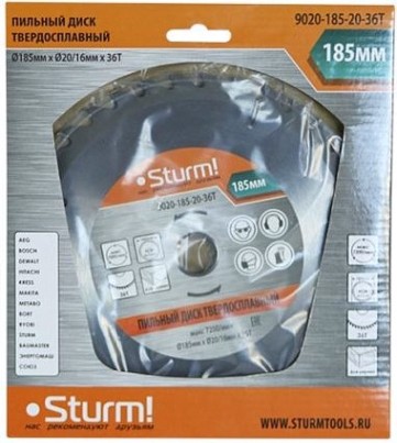 Пильный диск по дереву Sturm 9020-185-20-36T 185x20x36 зубьев, переходное кольцо 16 мм Пильный диск по дереву Sturm 9020-185-20-36T 185x20x36 зубьев, переходное кольцо 16 мм