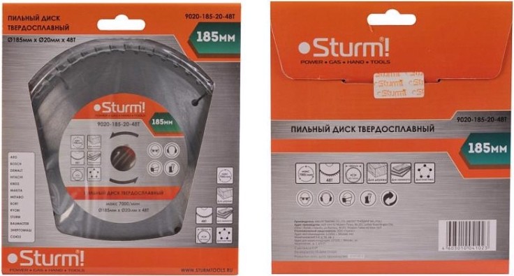 Пильный диск по дереву Sturm 9020-185-20-48T 185x20x48 зубьев, переходное кольцо 16 мм Пильный диск по дереву Sturm 9020-185-20-48T 185x20x48 зубьев, переходное кольцо 16 мм