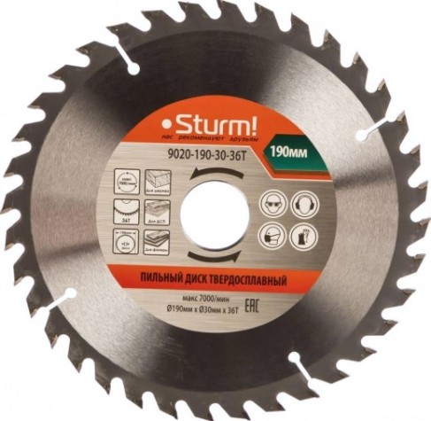Пильный диск по дереву Sturm 9020-190-30-24T 190x30x24 зуба