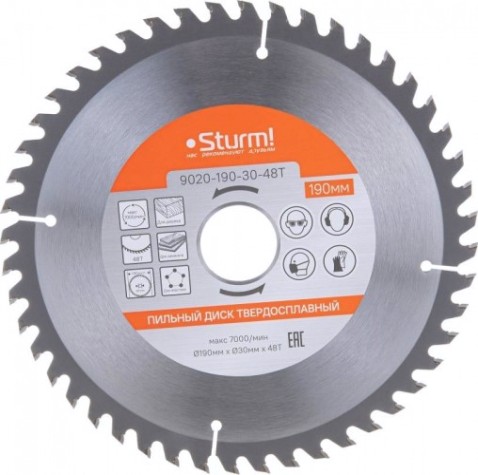 Пильный диск по дереву Sturm 9020-190-30-48T 190x30x48 зубьев