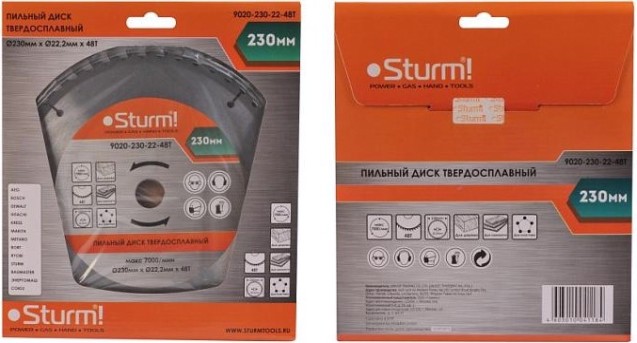 Пильный диск по дереву Sturm 9020-230-22-48T 230x22x48 зубьев
