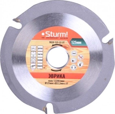 Пильный диск универсальный Sturm 9020-125-22-3T для ушм, 125x22x3 зуба (дерево, пластик, гипсокарт