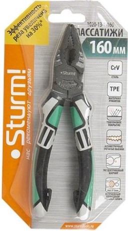 Плоскогубцы Sturm 1020-13-1-160 160мм, crv,+30% к силе реза, тефлоновое покрытие,t Плоскогубцы Sturm 1020-13-1-160 160мм, crv,+30% к силе реза, тефлоновое покрытие,t