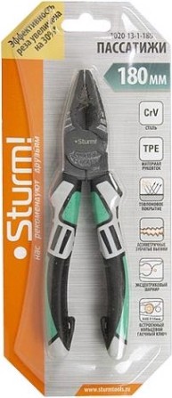 Плоскогубцы Sturm 1020-13-1-180 180мм, crv,+30% к силе реза, тефлоновое покрытие,t