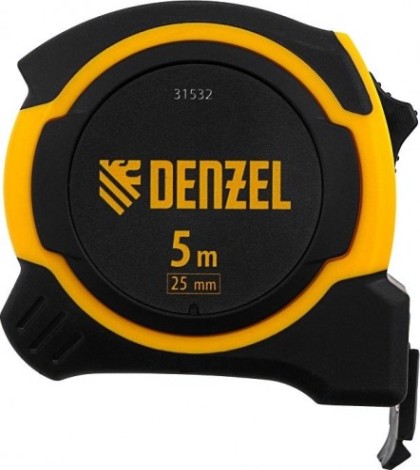 Рулетка DENZEL 5мх25мм, двухкомп. корпус, магнитный обрез. зацеп [31532]