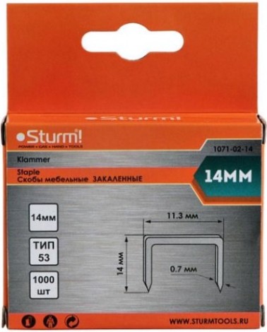 Скоба Sturm 1071-02-14 1000шт., оцинкованные, закаленные