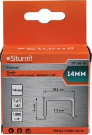 Скоба Sturm 1071-03-14 1000шт., оцинкованные, закаленные