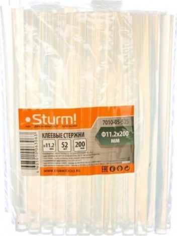 Стержень клеевой Sturm 7010-05-52S 11х200мм, 1кг (52 шт.), прозрачные