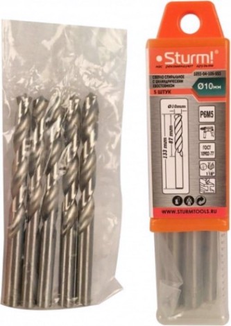 Сверло по металлу Sturm 1055-04-10S-SS5 10х133 мм, 5 шт. Сверло по металлу Sturm 1055-04-10S-SS5 10х133 мм, 5 шт.