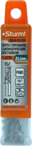 Сверло по металлу Sturm 1055-04-3S2-SS10 3,2х65мм, 10 шт.