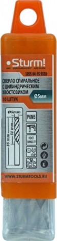 Сверло по металлу Sturm 1055-04-5S-SS10 5,0х86 мм, 10 шт. Сверло по металлу Sturm 1055-04-5S-SS10 5,0х86 мм, 10 шт.