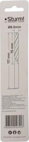 Сверло по металлу Sturm 1055-080-117 8,0х117 мм, нитридтитан., 118° Сверло по металлу Sturm 1055-080-117 8,0х117 мм, нитридтитан., 118°