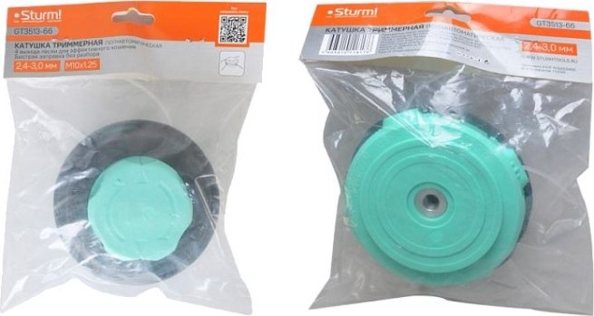 Триммерная головка Sturm GT3513-66 m10x1,25 c леской в сборе 2,4ммx2мx2шт, 4 выхода л Триммерная головка Sturm GT3513-66 m10x1,25 c леской в сборе 2,4ммx2мx2шт, 4 выхода л