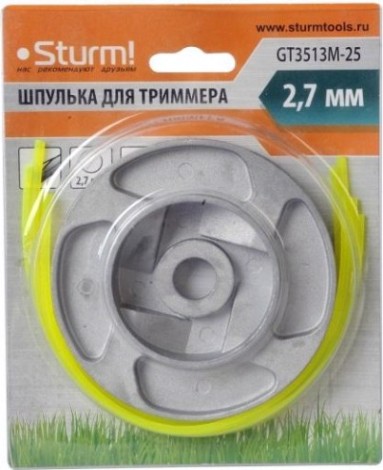 Триммерная головка Sturm GT3513M-25 шпулька c леской в сборе квадрат, 2,4х27мм