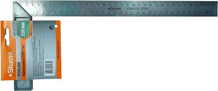 Угольник Sturm 2020-01-A350 350мм стальной, оцинкованный
