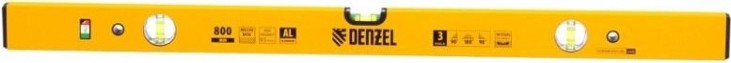 Уровень строительный DENZEL 800 мм, фрезерованный, 3 глазка, алюминиевый [33682]