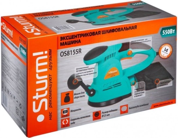 Виброшлифмашина эксцентриковая сетевая Sturm OS8155R